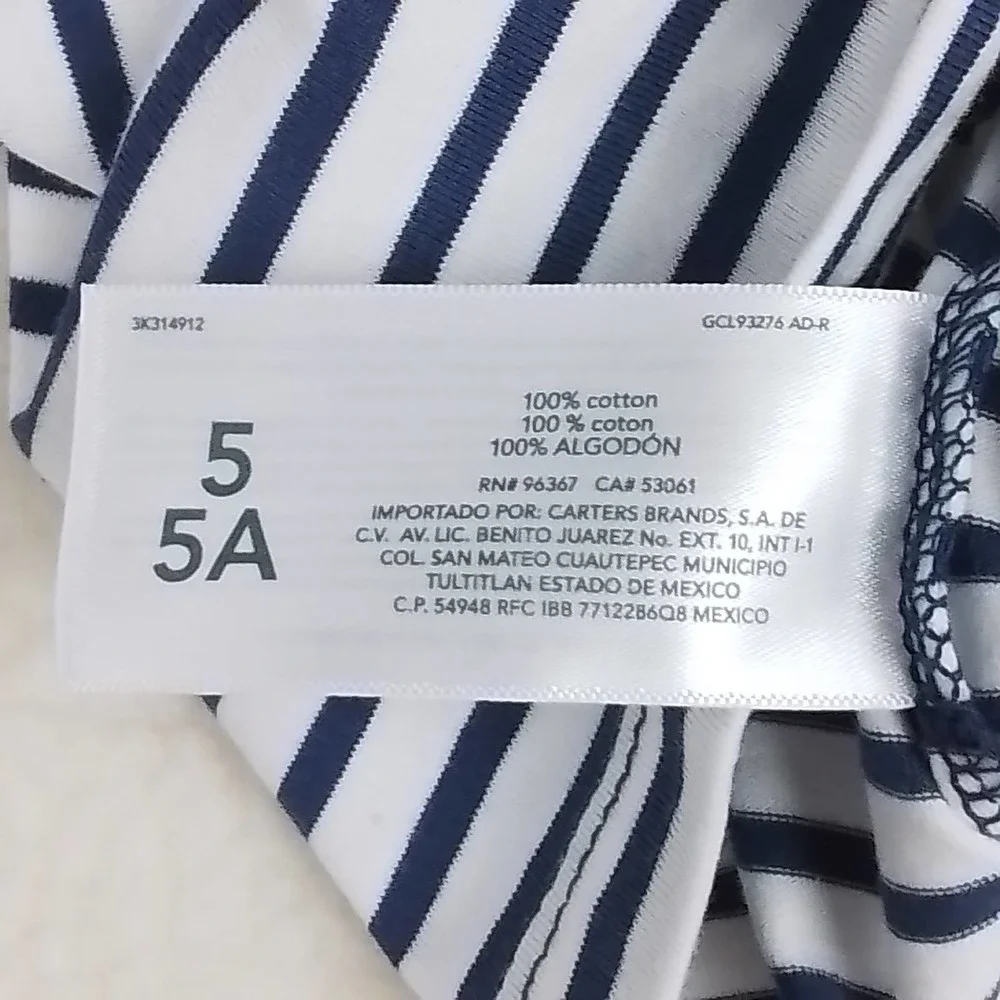 OshKosh Cotton RacerBack Tank Girl's‎ Size 5 in navy white stripes